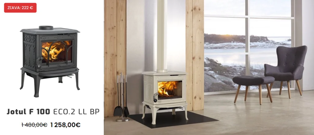 akciová cena 1 258 € na kachle JOTUL F 100 ECO